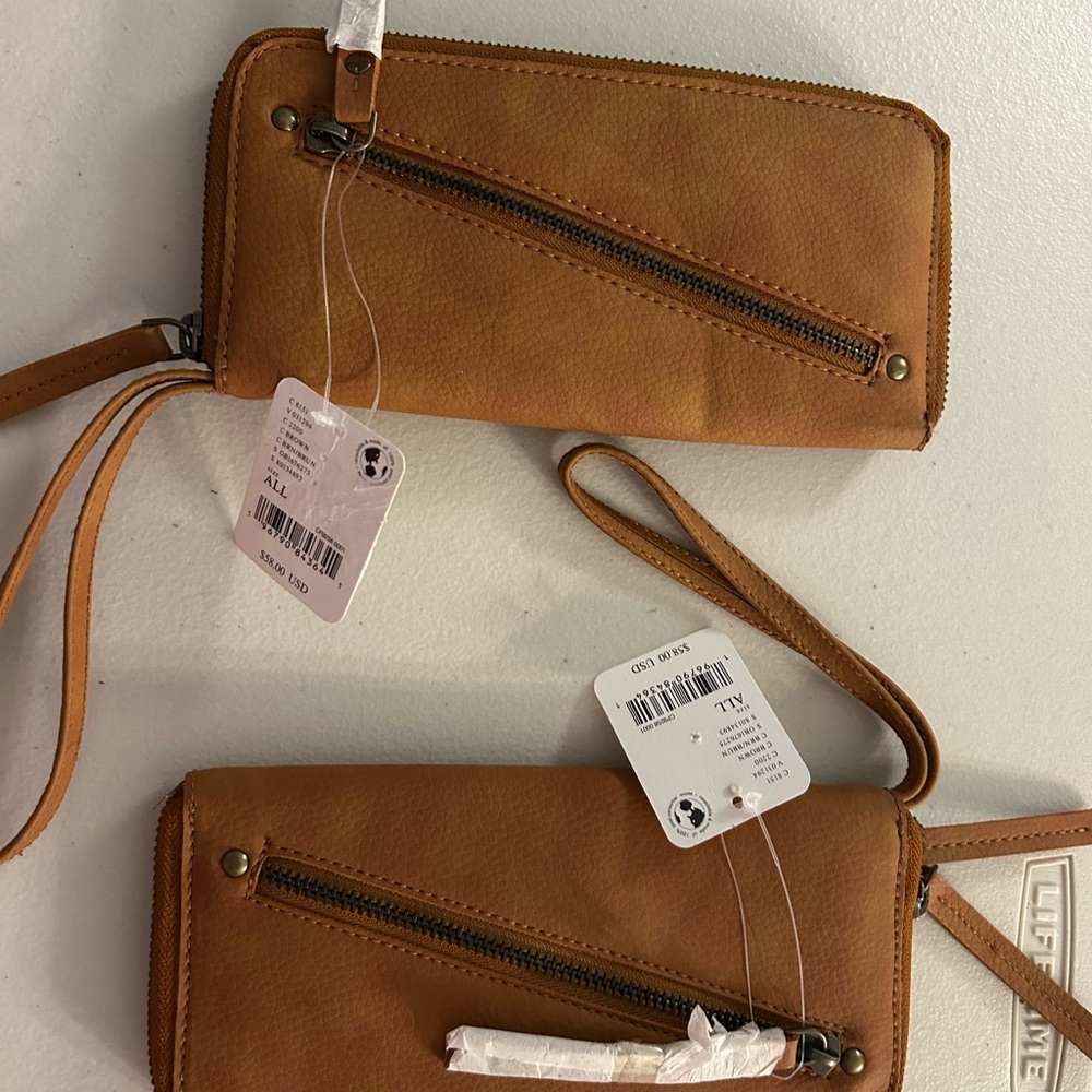 Free People Brown Vegan Leather Wristlet